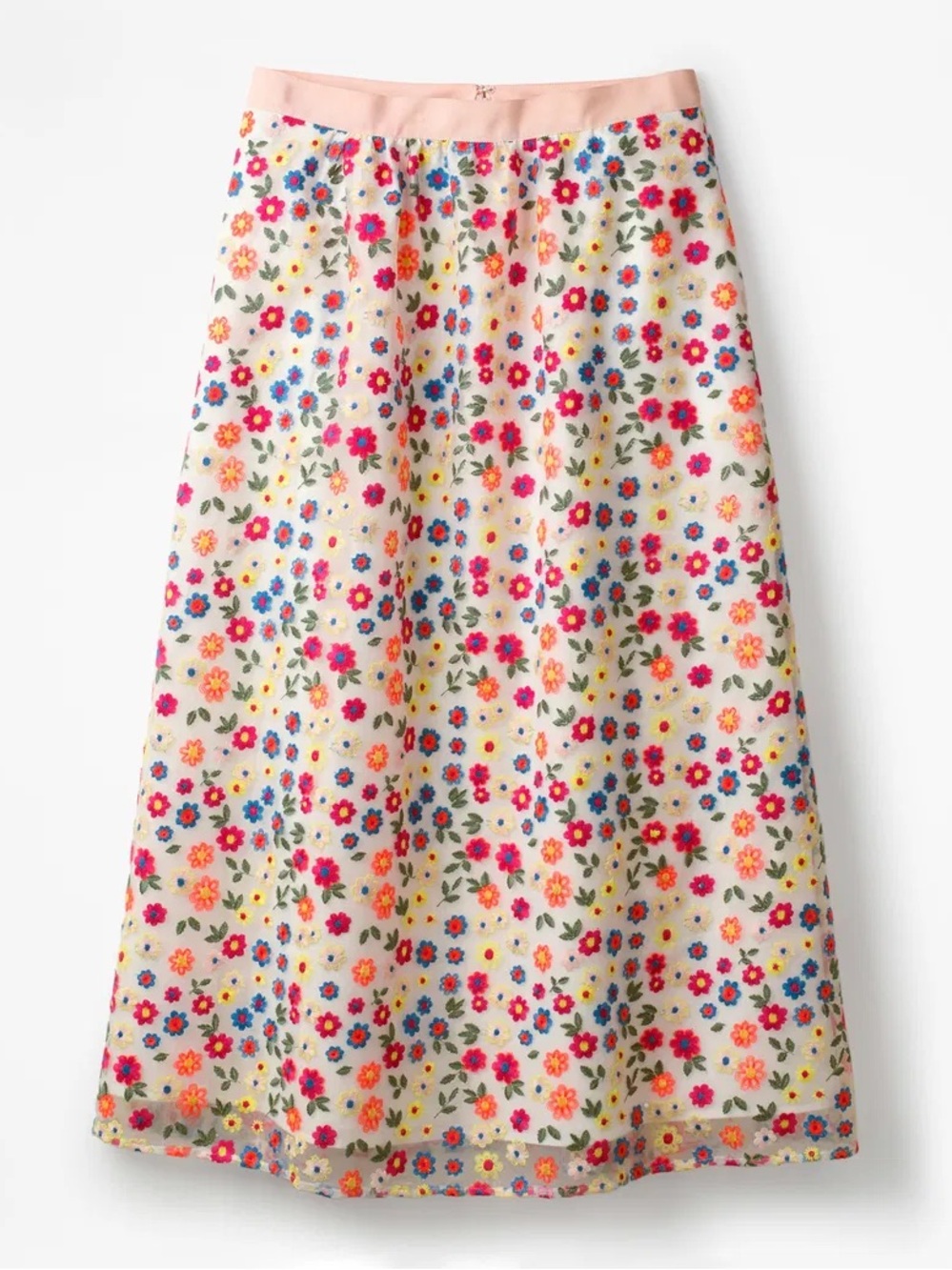 Boden Marjorie Organza Midi Skirt Colorful Floral Embroidered Size US 10 Party - Picture 15 of 15